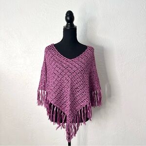 Y2K purple/pink crocheted poncho